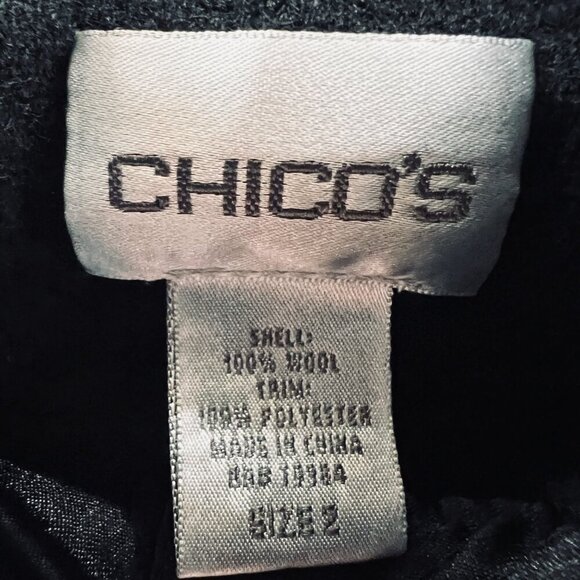 Chicos Womens Wool‎ Jacket Large Black Military Minimalist Structured Outerwear - Picture 4 of 8